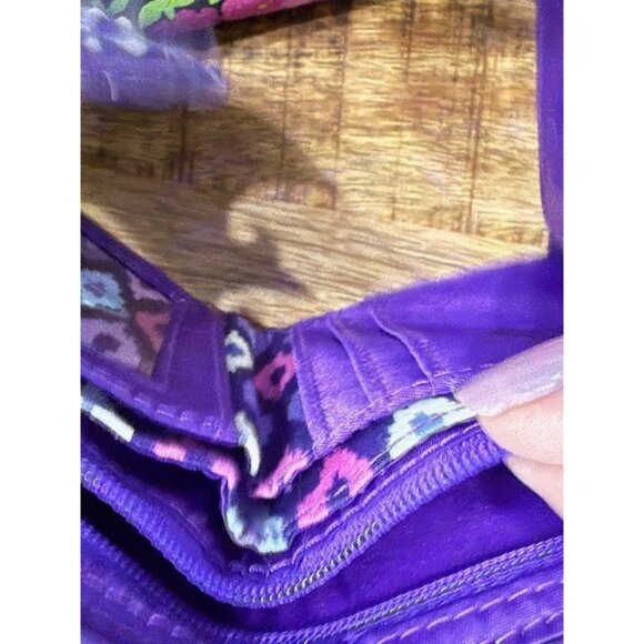 Vera Braldey Trifold Wallet Pocket Coin Case Lilac Tapestry Purple Flap Zipper - Picture 9 of 15